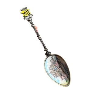 Vintage 800 Silver Enamel Crest Spoon Dresden Germany Enamel 13 grams